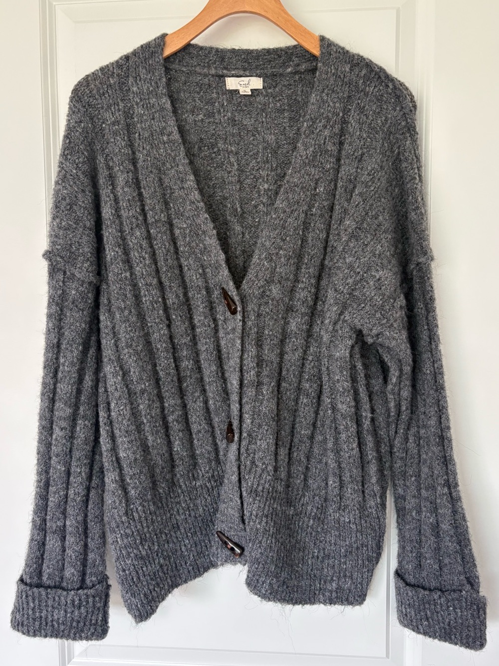 Easel Chunky Charcoal Gray cardigan - Small (oversized) NWOT